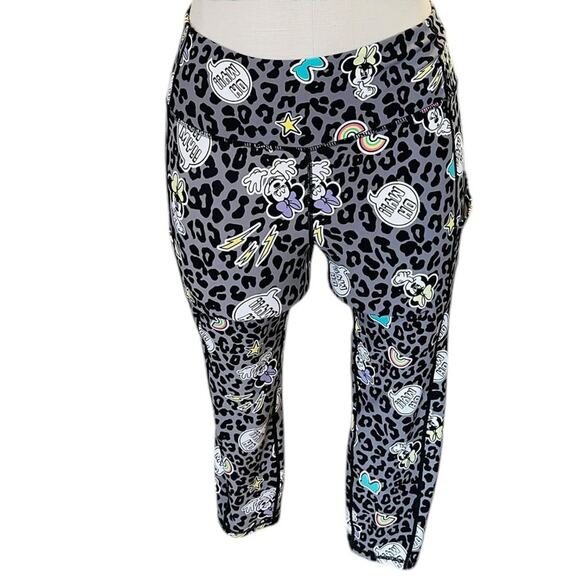 Torrid Plus Size 3 Disney Leopard Minnie Mouse Active Gym Crop Pants Leggings 3X - Picture 2 of 3